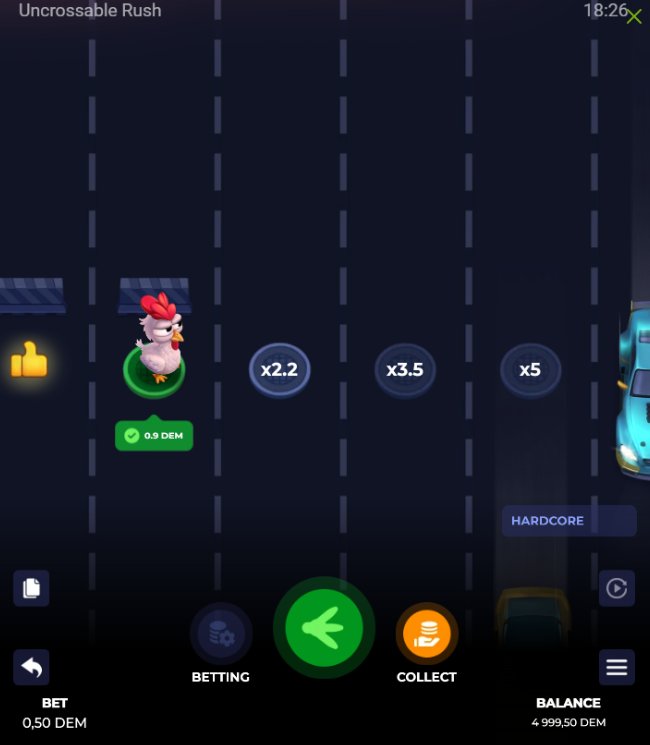 Uncrossable rush crash game in Spain